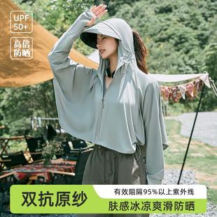 网红爆款冰丝防晒衣女夏季黑胶防紫外线2024新款凉感薄款宽松长袖