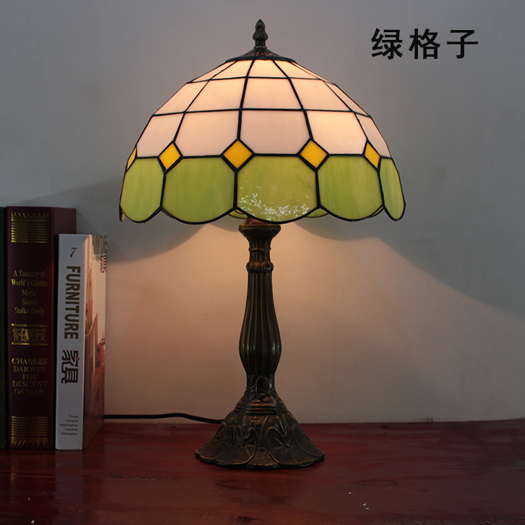 高档欧美式老上海复古彩色玻璃卧室床头台灯美式田园酒吧灯咖啡厅