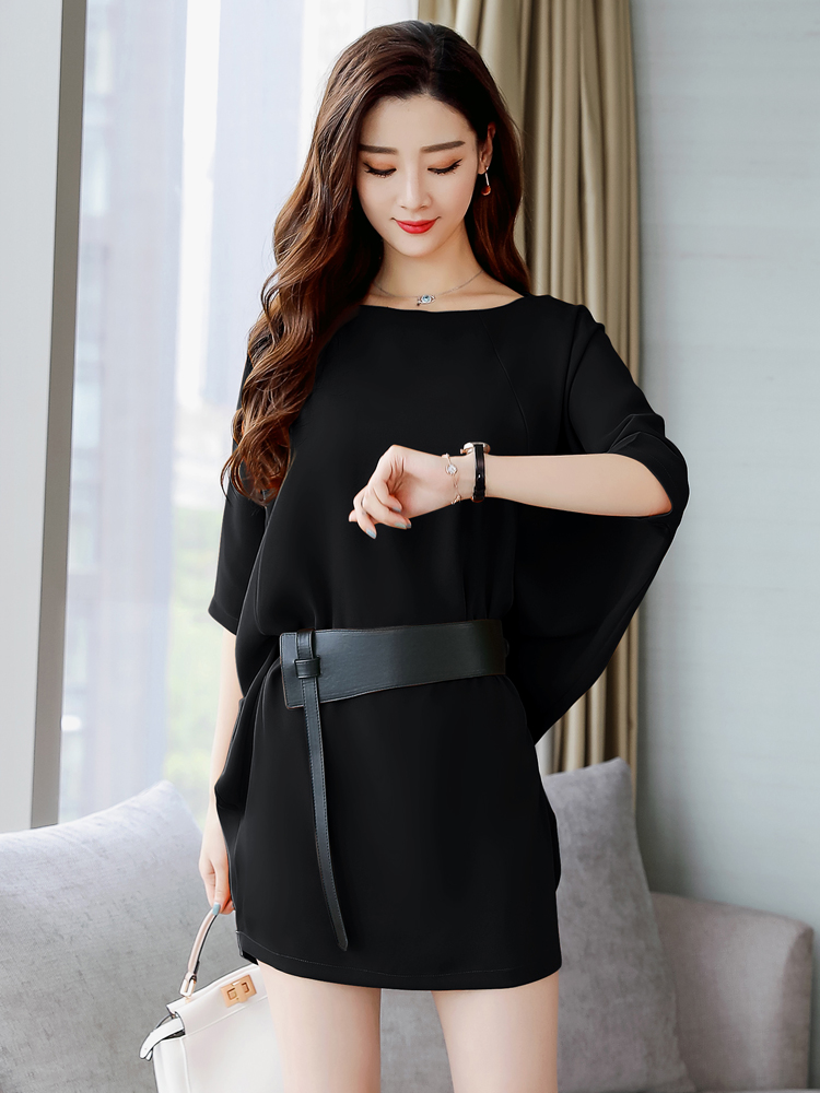 名媛气质宽松蝙蝠衫雪纺连衣裙女2022年新款夏季收腰时髦裙子优惠券