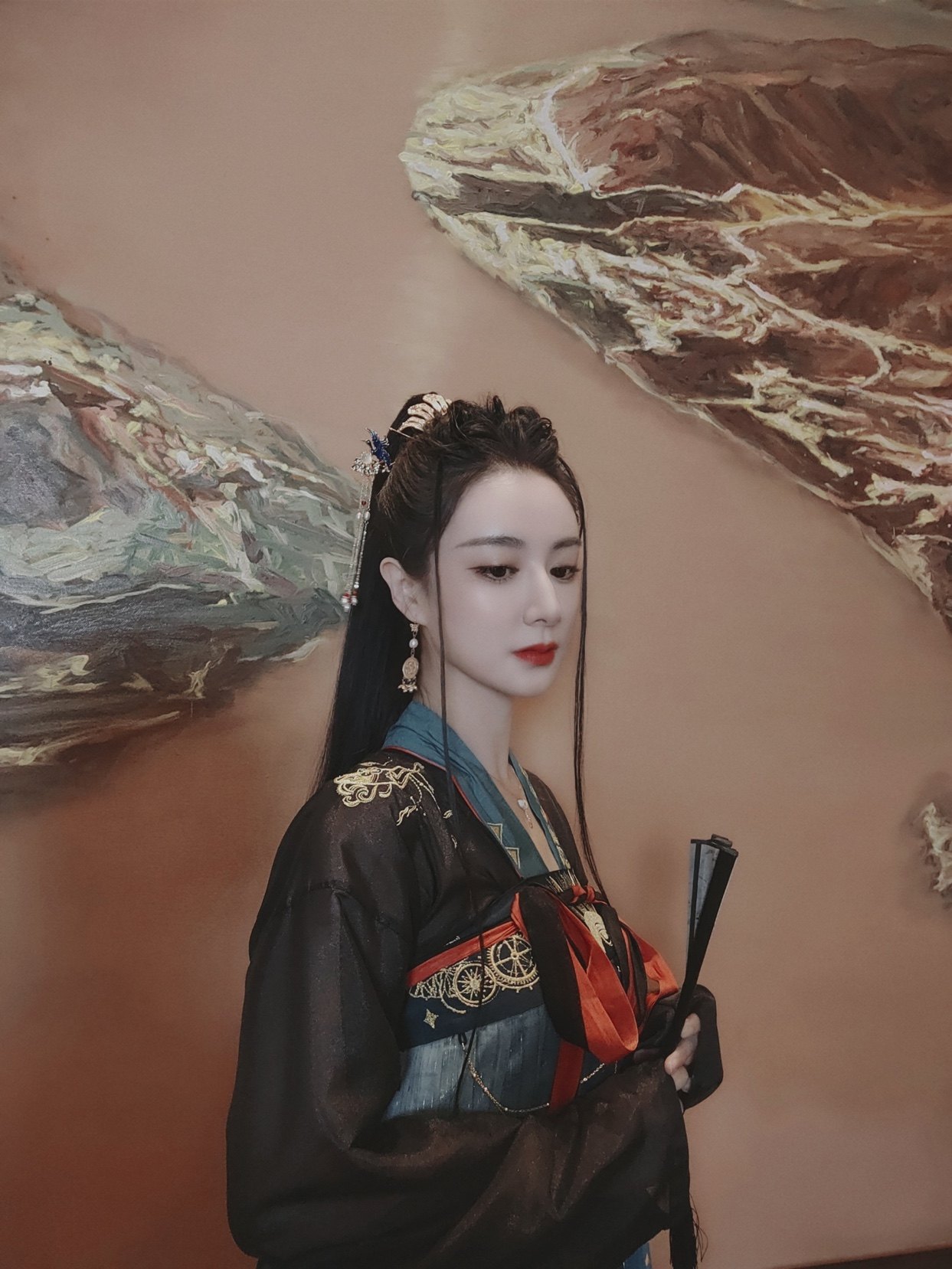 薇娅同款汉唐南时叙黑色汉服女侠风唐制齐胸襦裙披帛中国风秋季