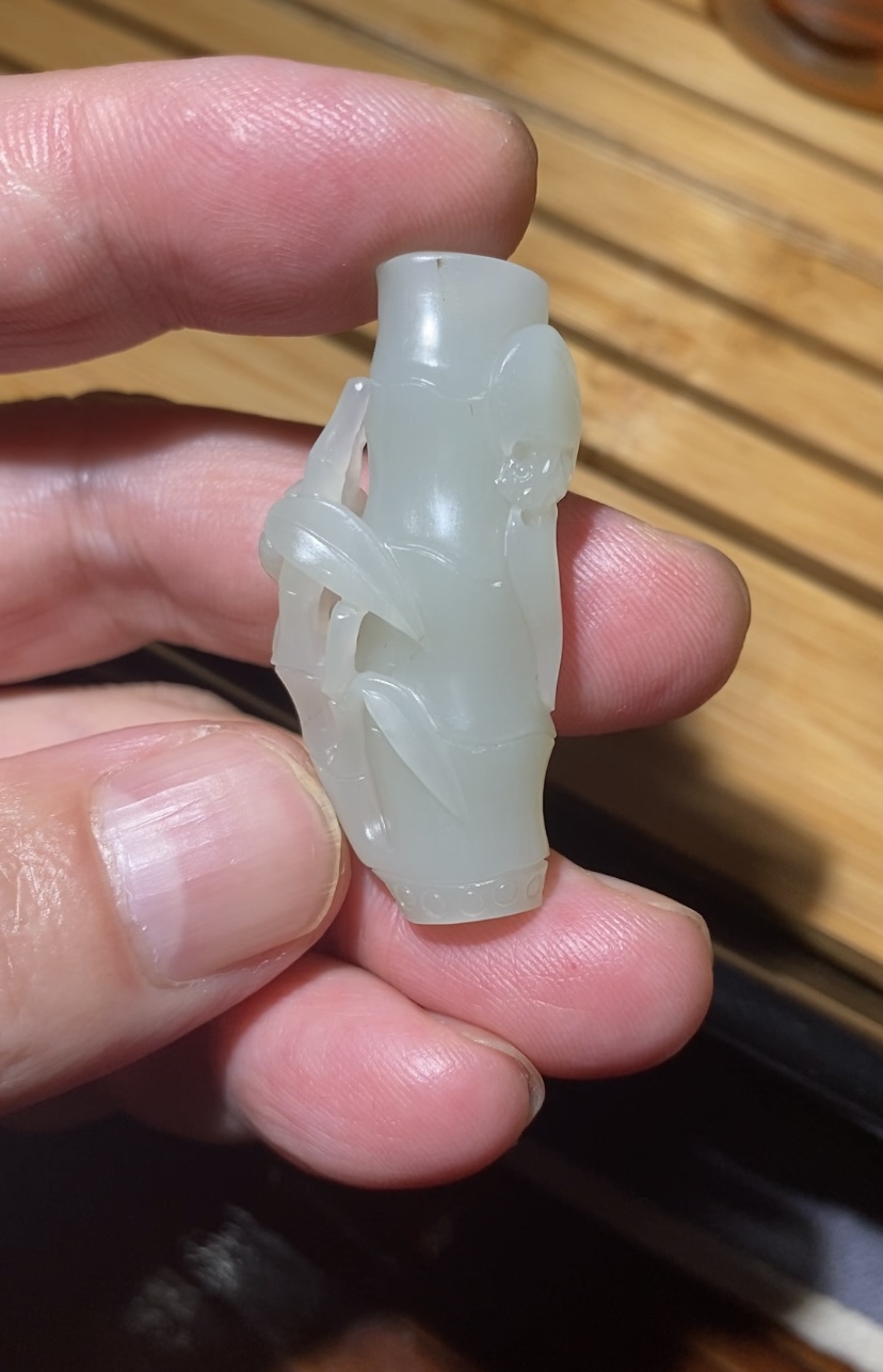 美玉良缘 和田玉祝福吊坠男女玉佩苏工白玉籽料竹子节节高玉坠