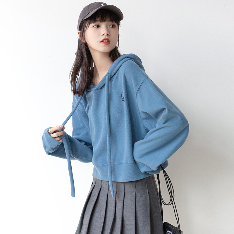 短款卫衣女连帽202松2新款薄款宽早春秋加小个子加绒厚ins潮上衣