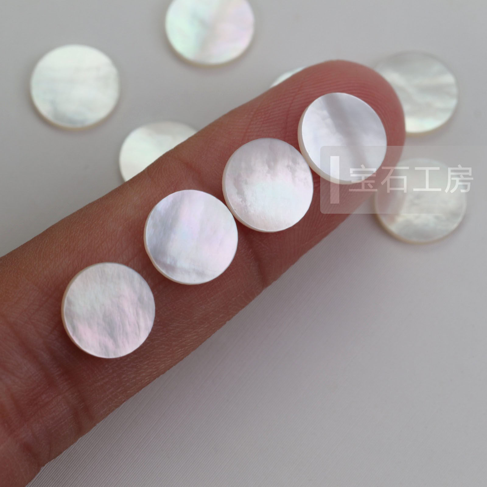 裸石天然白贝母贝母圆形平面珠宝首饰配件定制其它其他diy饰品配件