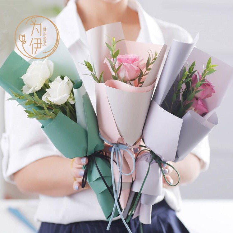 为伊20张迷你欧雅纸小规格防水双色包花纸小花束礼品鲜花包装材料
