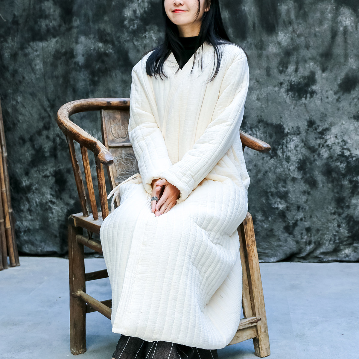 冬季2020新款文艺复古中式棉麻棉衣唐装棉服棉袍子大衣中长款外套