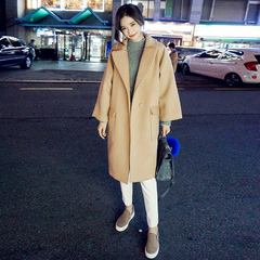 2016冬季新款韩版羊绒大衣中长款宽松款显瘦大码加厚毛呢外套女装
