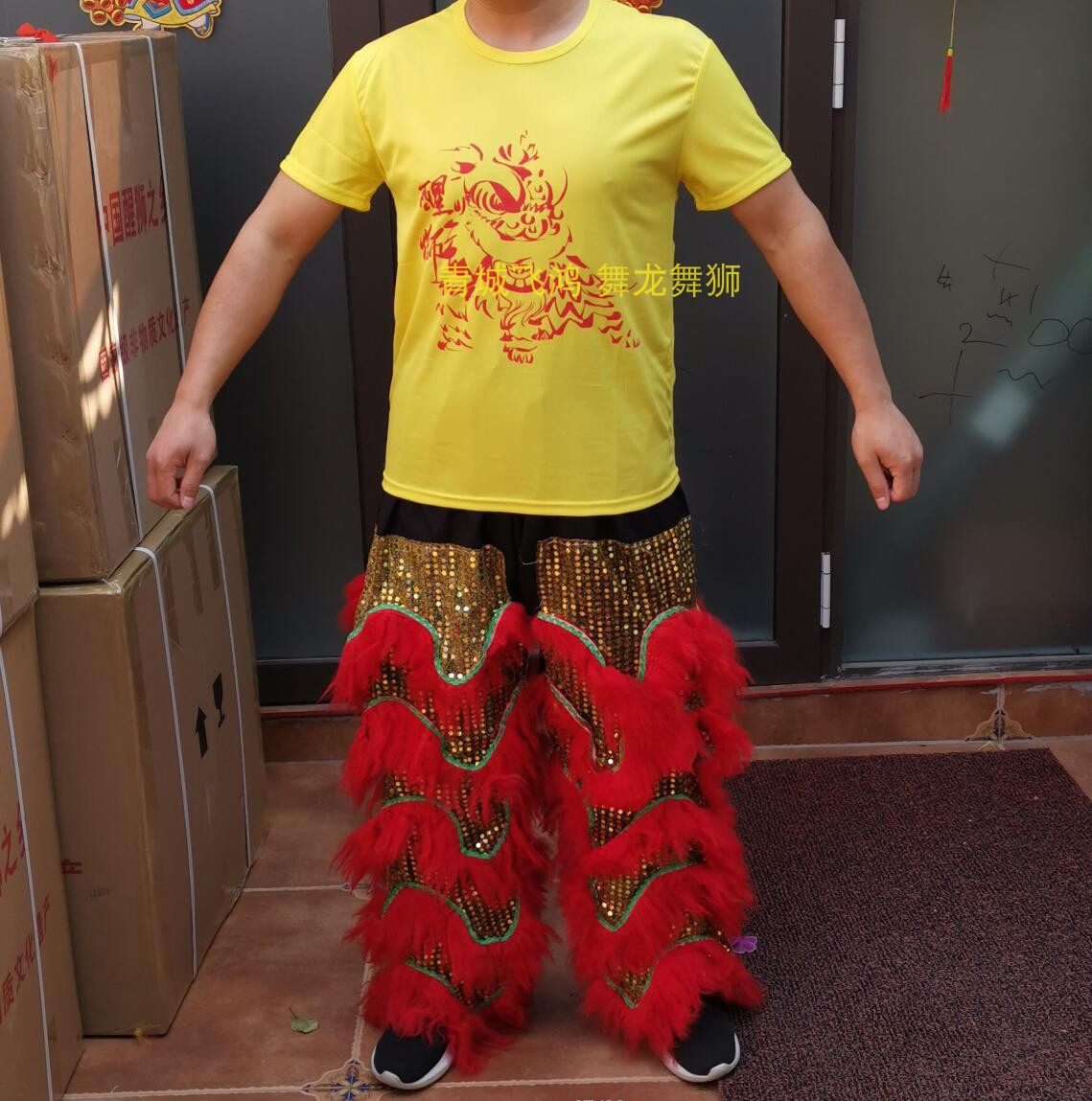 醒狮上衣舞狮t恤服舞狮t恤醒狮图案服上衣南狮印花上衣舞狮上衣