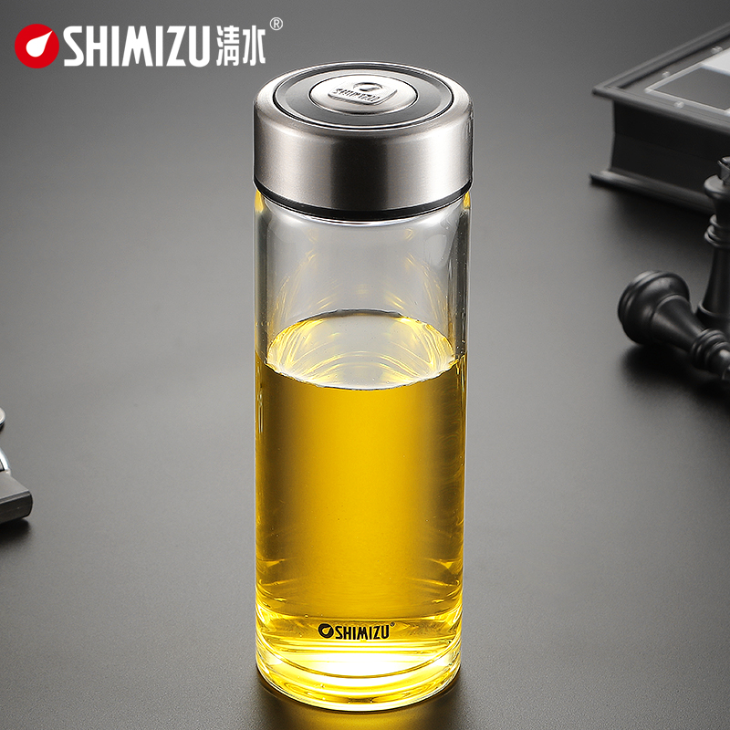 SHIMIZU清水单层玻璃杯耐热水杯简约杯子透明加厚茶杯无铅高硼硅