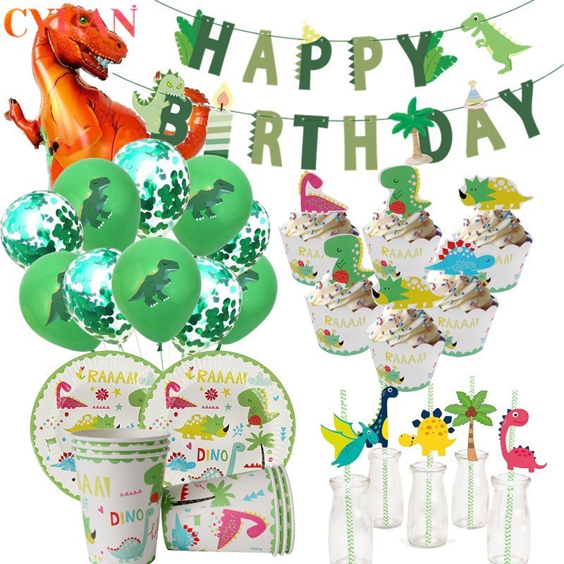 Dino Birthday Party Dinosaur Paper Straws Happy Birthday Pap