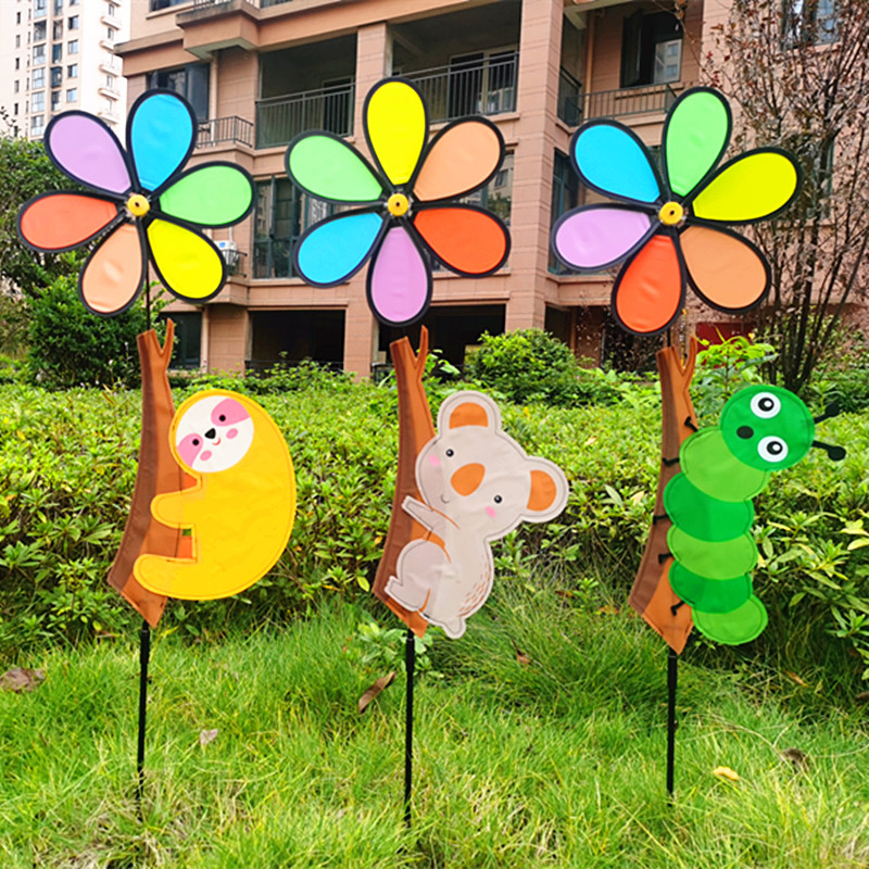 户外儿童玩具卡通动物风车彩色造型幼儿园公园景区楼盘装饰风车