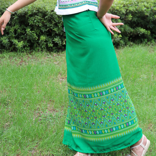 精品傣族女装筒裙半身裙泼水节服装茶艺师生活装旅游异国风情 价格