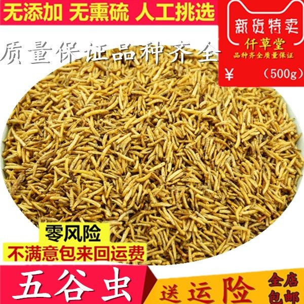 五谷虫干中药材蛆谷虫水仙子无谷虫鸟食500g包邮散装精选