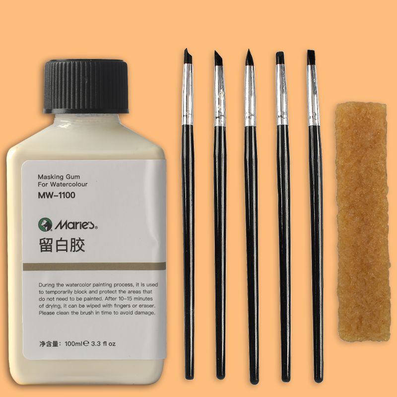 省2元 鲁本斯留白液水彩牛胆汁阿拉伯树胶水彩颜料笔式尖嘴水彩遮清洁