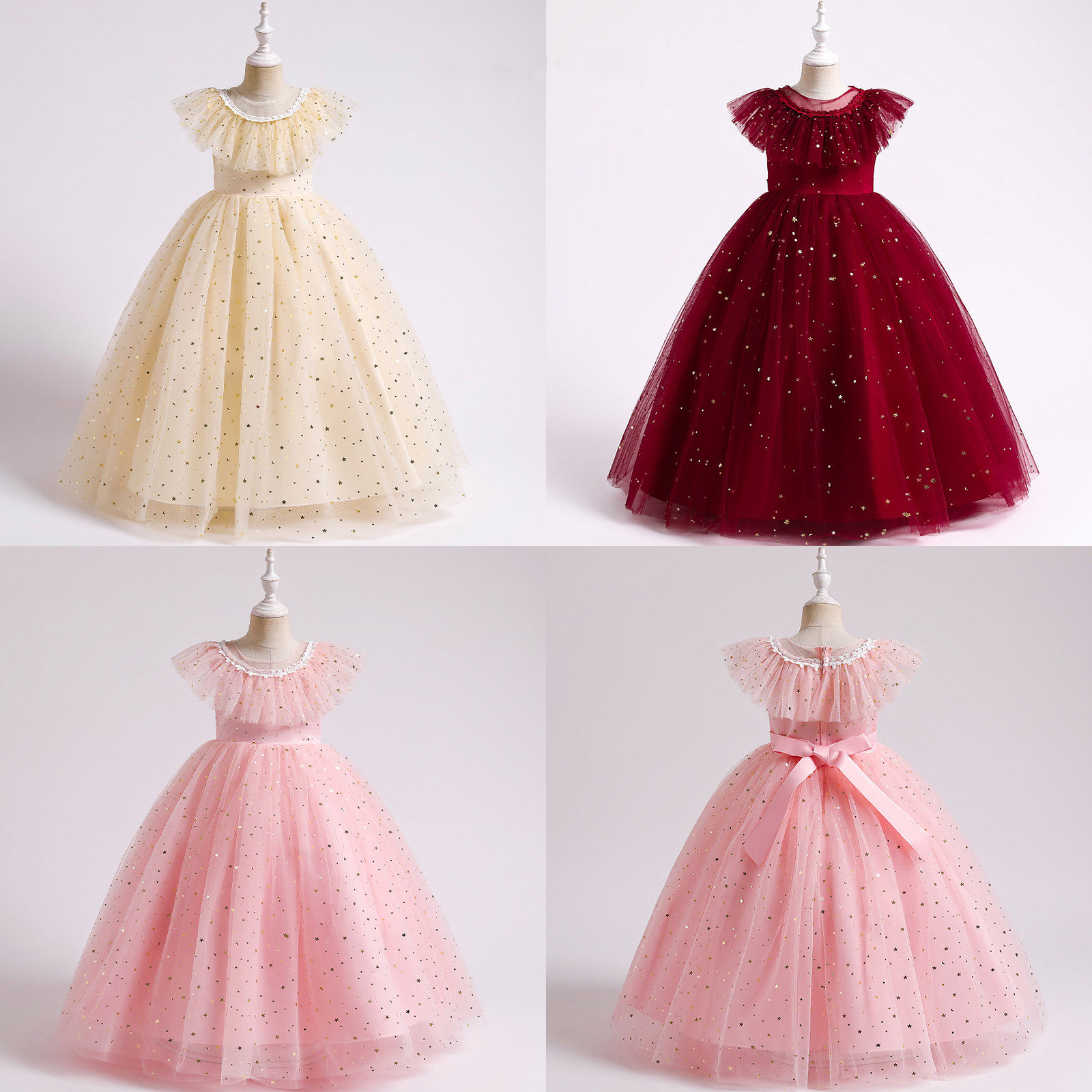 女童公主裙蓬蓬纱长裙儿童礼服花童小主持人女孩钢琴演出服连衣裙