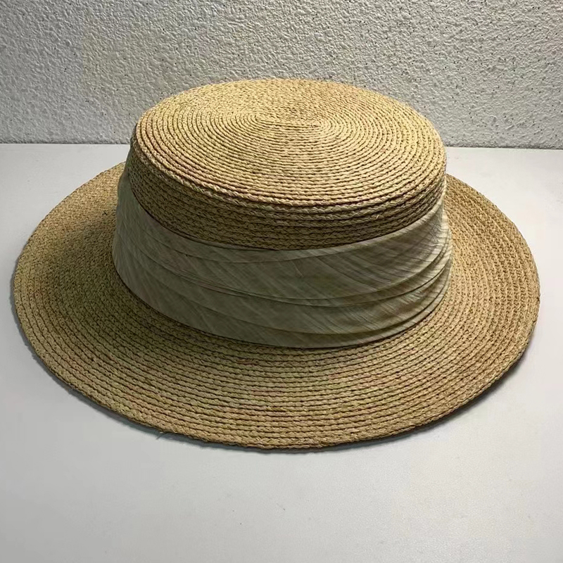 高品质日系轻奢优雅气质草帽夏季男女士英伦平顶法式礼帽遮阳帽子