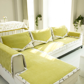 沙发垫田园生活布艺纯色绿色客厅简约现代组合套装四季沙发巾套