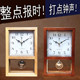 日式复古实木钟表家用客厅方形座钟北欧挂钟艺术台式摆件摇摆时钟
