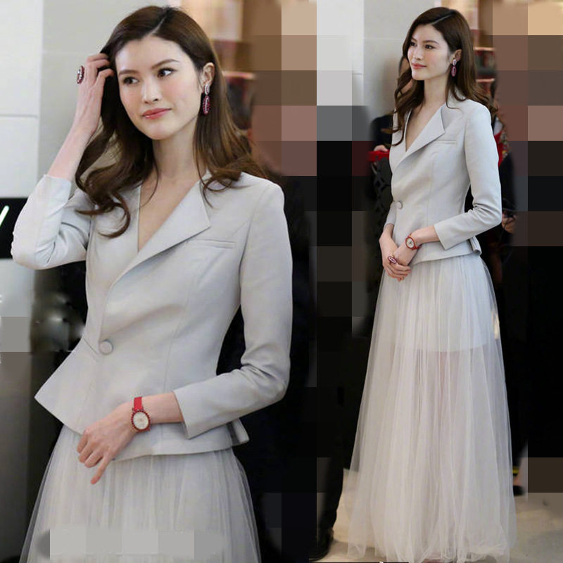 礼服西装气质韩版女装套装何穗明星同款小西礼服