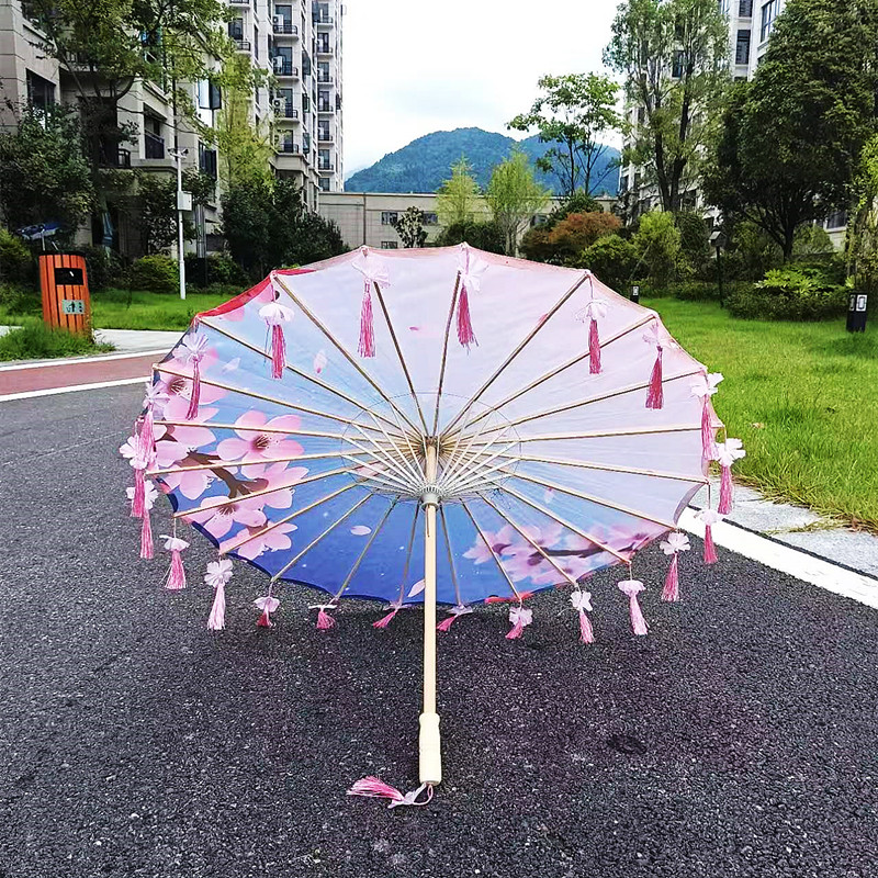 古装油纸伞汉服女旗袍走秀伞中国风古典流苏花瓣伞防晒吊顶装饰伞