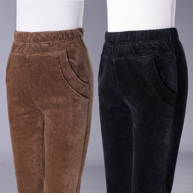 秋冬外穿女裤加厚灯芯绒女士休闲裤宽松韩版哈伦裤老爹裤加绒裤子