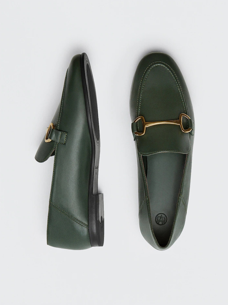 massimodutti女鞋真皮平底鞋单鞋复古英伦风小皮鞋马衔扣乐福鞋