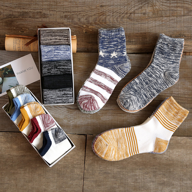 襪子男士中筒棉襪秋鼕款長襪純棉毛巾運動防臭鼕季毛線加絨厚襪子