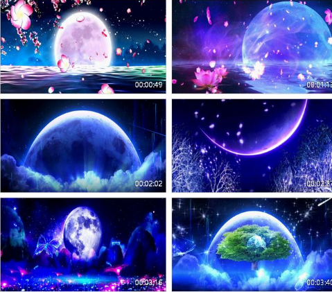 花好月圆舞台背景视频 唯美大气 月亮 星空 蝴蝶 舞蹈