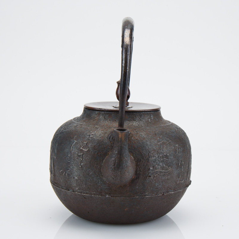 高砂手取釜 1.2l 宫崎寒雉十二代作品 日本老铁壶 收藏级京都铁瓶