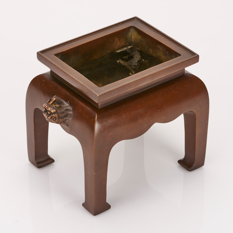 仿古重器 陈巧生铜炉 2.4kg 虬龙耳台几炉 巧生炉 仿宣德铜炉