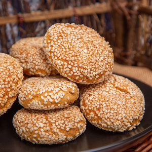 枣泥馅猪油小芝麻饼苏州土特产点心百年老字号糕点和合松子枣泥小麻