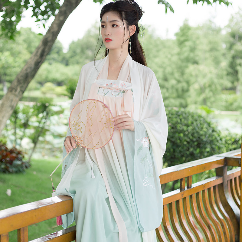 品菲格浅念汉服女对襟长褙子大袖衫齐胸襦裙刺绣花广袖流仙非古装