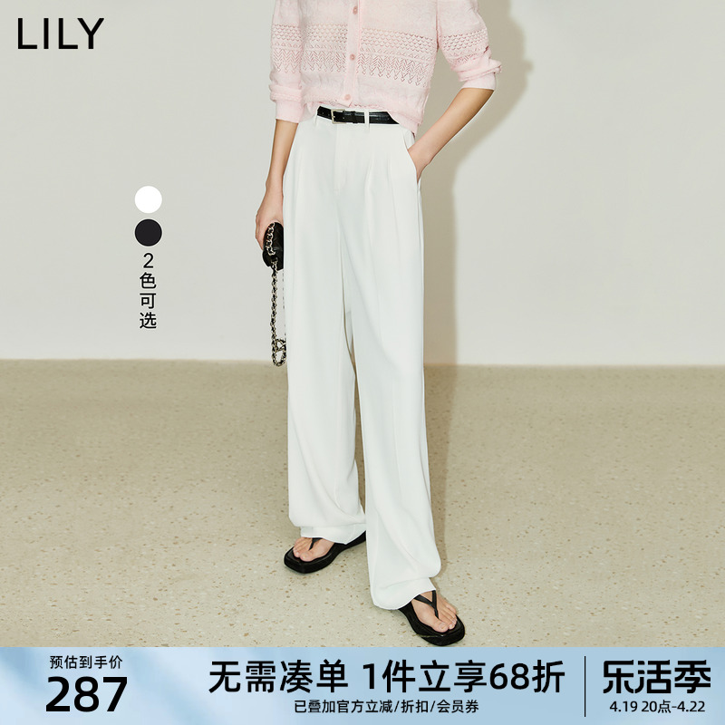 【凉凉裤】LILY2024春新款通勤空气垂感轻薄高腰直筒舒适休闲裤女