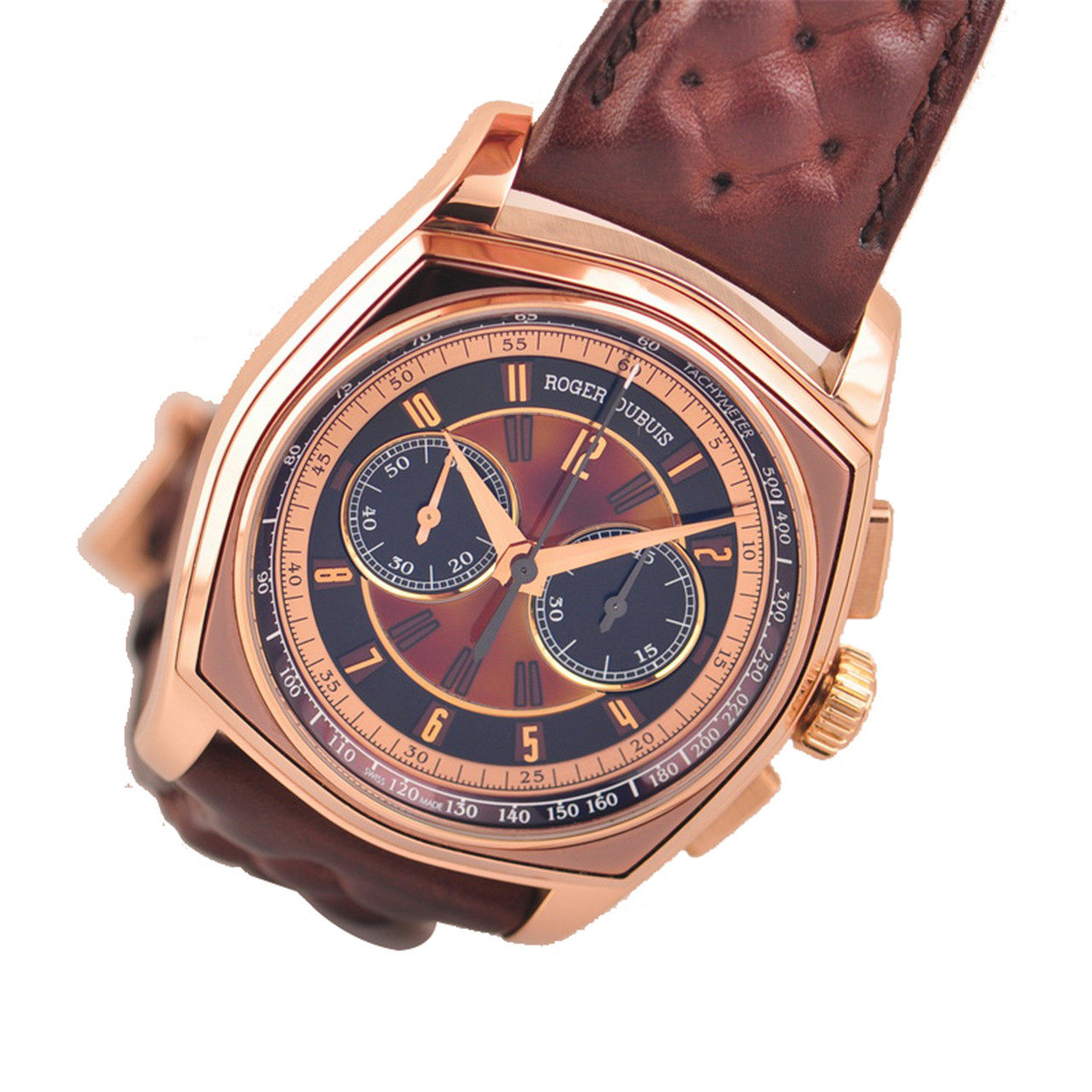 [9.5新]豪爵roger dubuis男士18k玫瑰金自动机械腕表