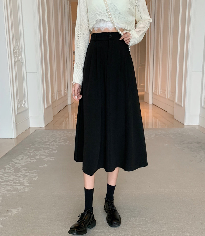 实拍实价韩版高腰显瘦百搭a字半身裙