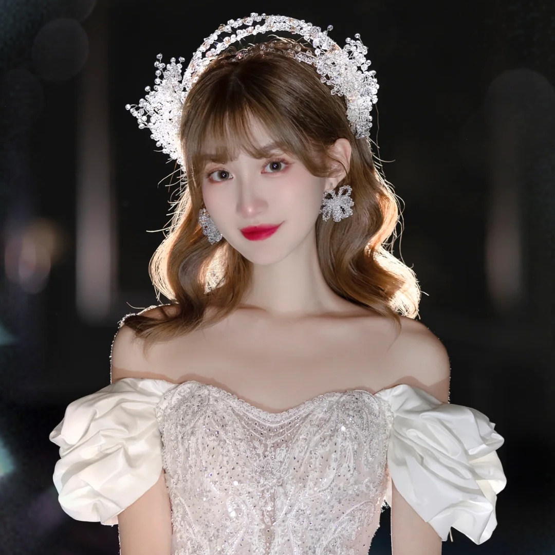 新娘皇冠头饰韩式新款超仙大气水晶串珠发箍结婚纱礼服造型配饰品