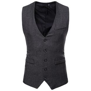 马甲Vest Suit Men Waistcoat British Blazer Sleeveless Jacket