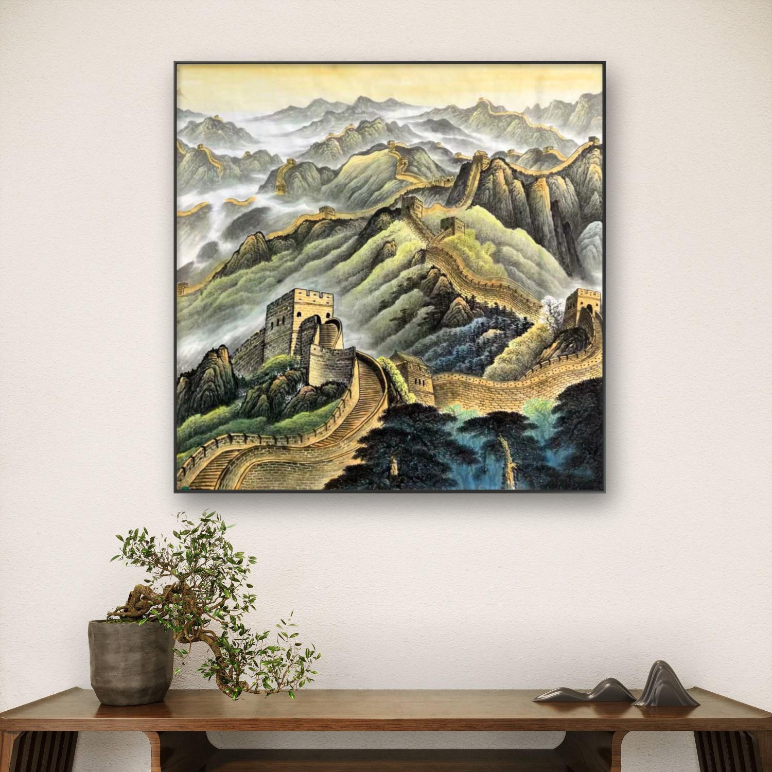 定制纯手绘国画 万里长城客厅办公室玄关挂画 背景墙装饰画山水画