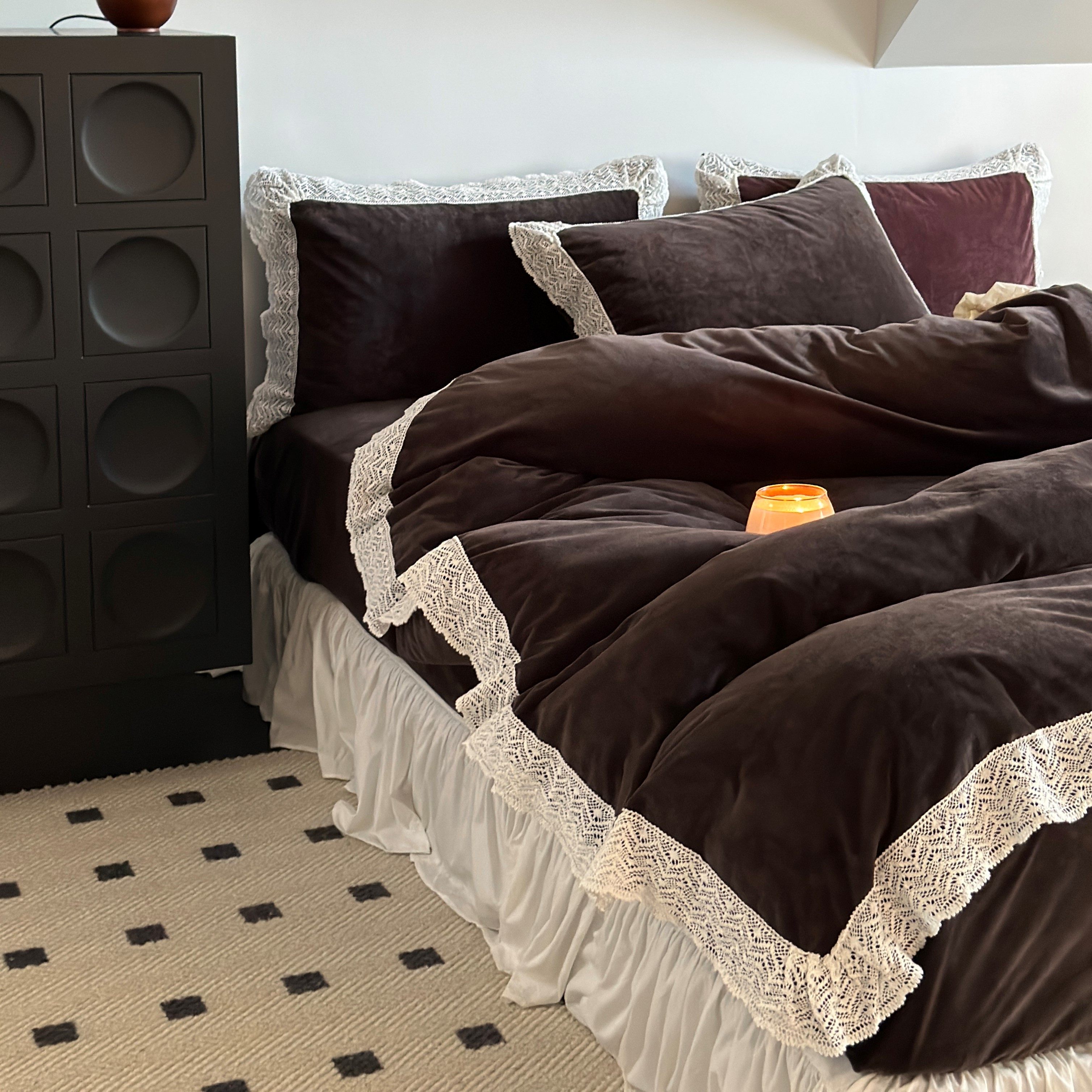 黑松露可可高级法式秋冬细腻婴肌绒四件套质感丝绒保暖被套床品