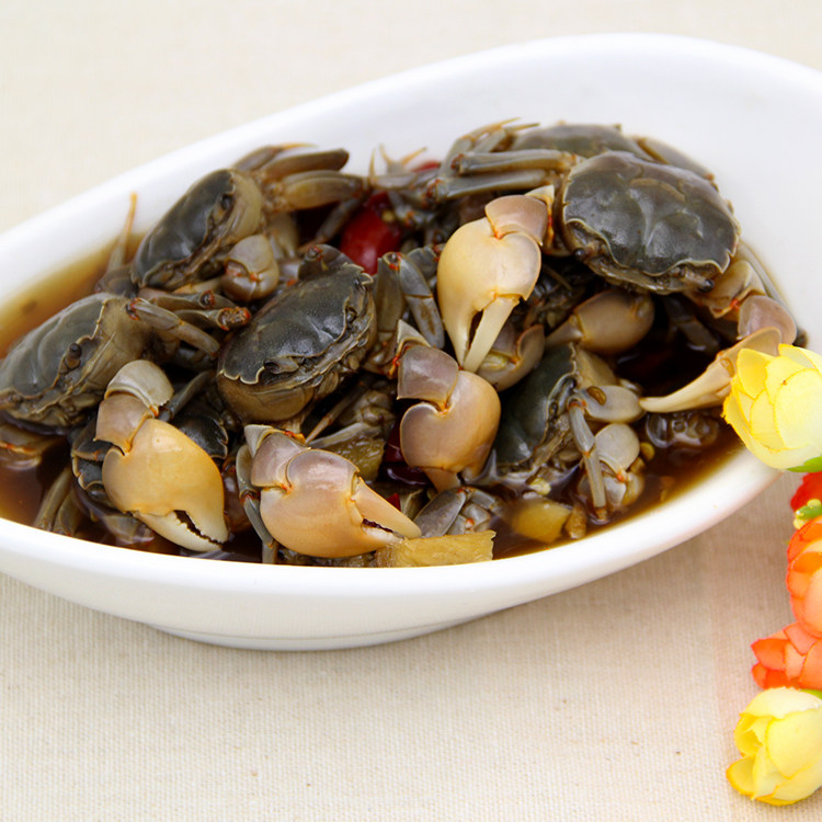 苏北特产野生腌制秘制香辣醉蟹生呛小蟹白玉蟹即食罐装420克包邮