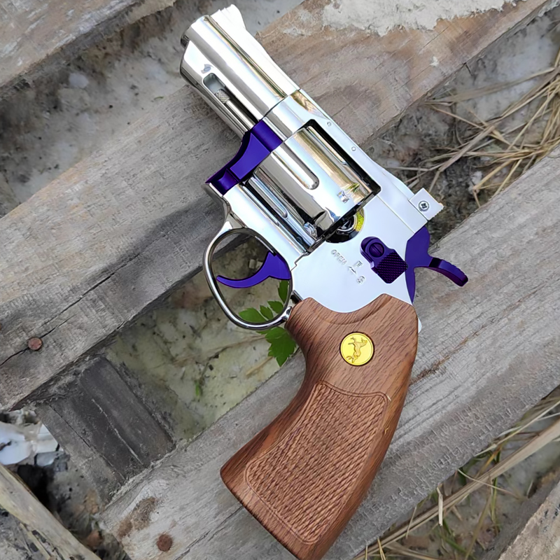 银色左轮90%合金r8软弹枪zp5仿真合金手小枪儿童成人玩具枪模型