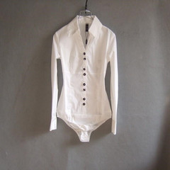 新款韩版女衬衣白色v领职业衬衫女长袖修身百搭长袖打底连体衬衫