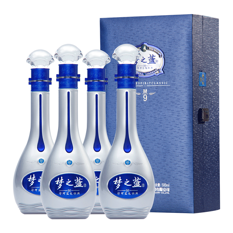 洋河蓝色经典梦之蓝m952度500ml4瓶礼盒装口感绵柔浓香型送礼酒