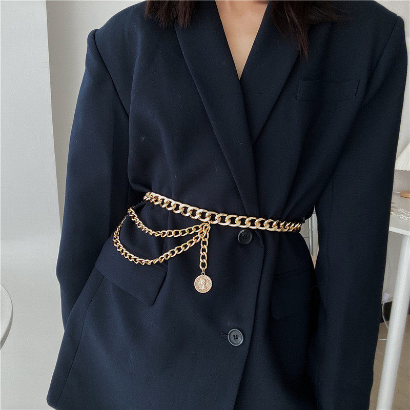 柳吴伟-金属链条链子背带链女装饰穿搭嘻哈欧美jk连衣裙子衣服腰带