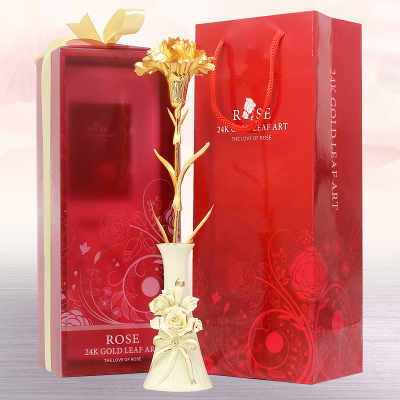 24k金箔康乃馨花金康乃馨送母親媽媽生日禮物實用母親節禮物創意在類目 家居飾品, 擺件中 - 來自Buy2taobao.com提供專業的淘寶代購服務