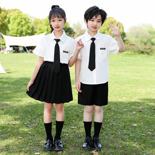 女童夏季衬衫套装校服学院风纯棉百褶裙两件套JK短袖表演服园服潮
