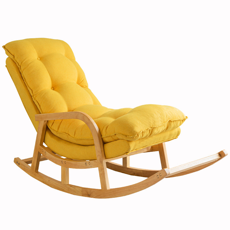 阳台摇摇椅懒人休闲家用实木北欧小户型大人布艺单人沙发蜗牛躺椅