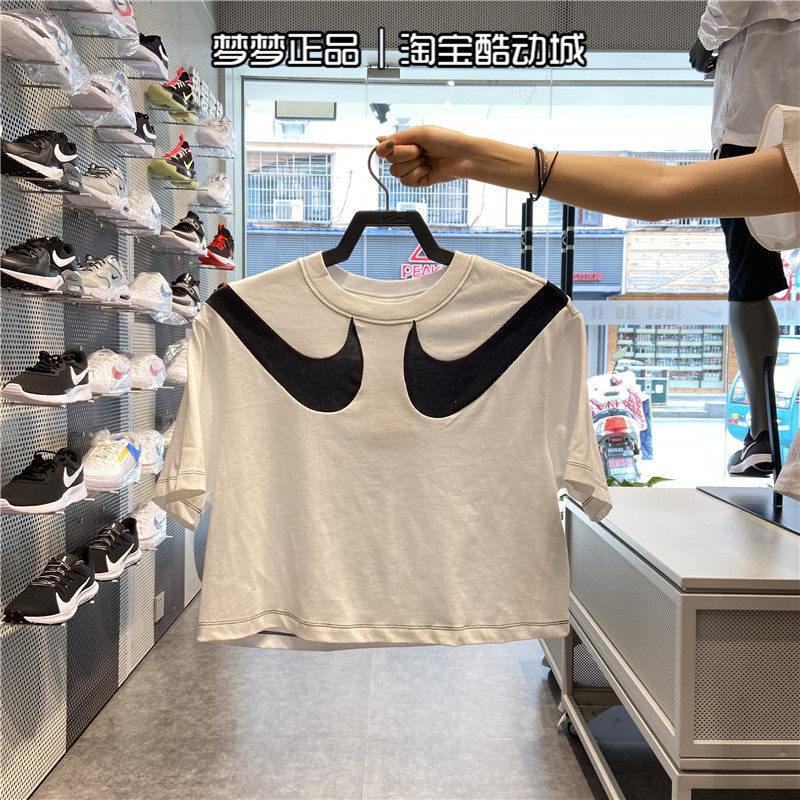 nike耐克女子休闲双钩宽松针织短袖t恤dd5591695004100010