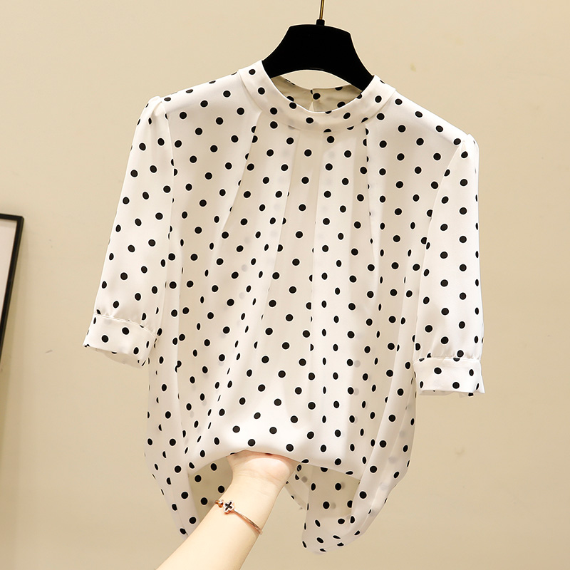 女装波点雪纺短袖