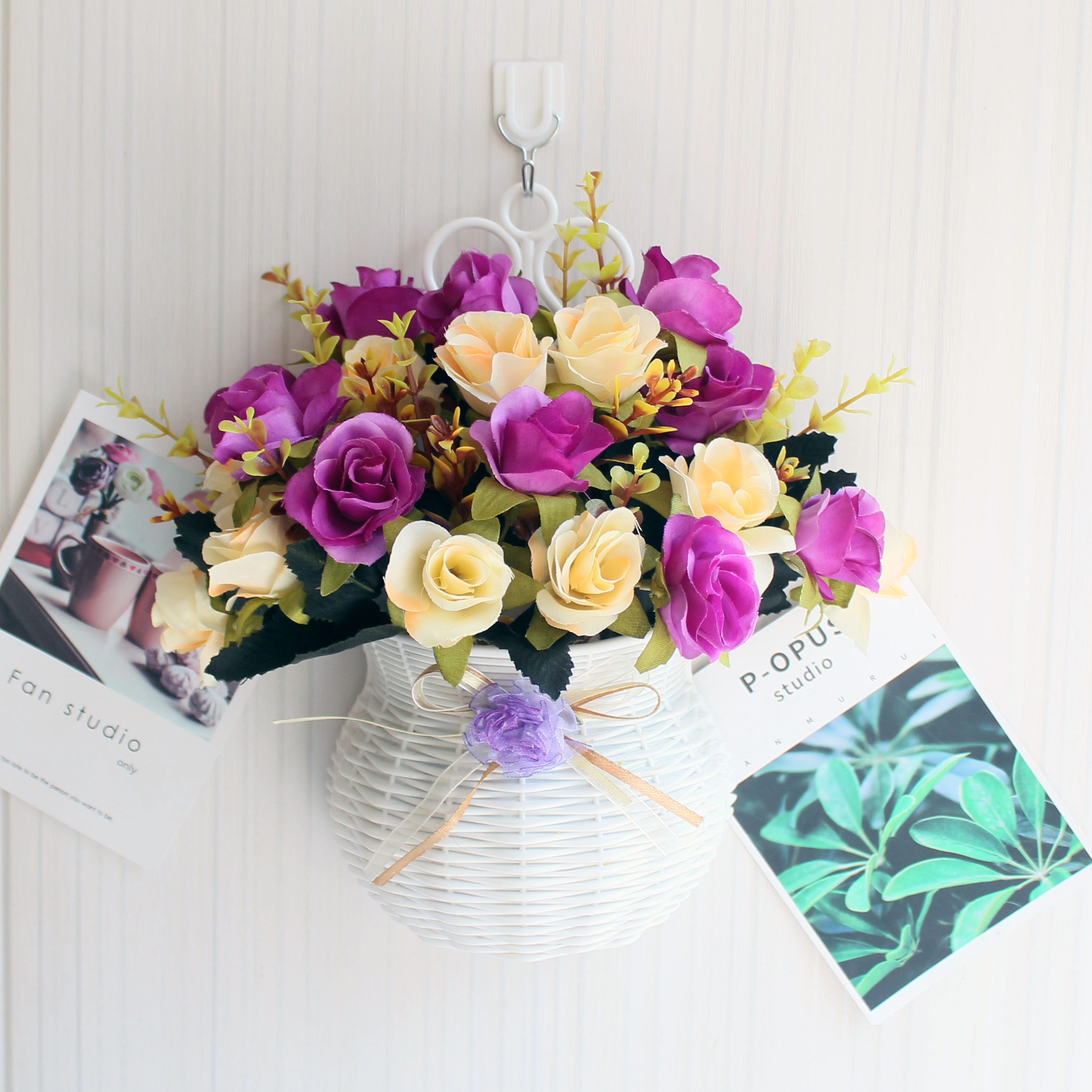 一折墙壁挂花 客厅_挂墙假花 壁挂装饰 小清新墙面