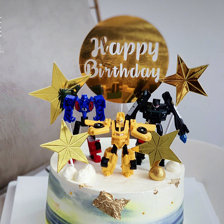 一折汽车变形蛋_变形金刚汽车人生日蛋糕装饰摆件小黄峰擎天柱机器人